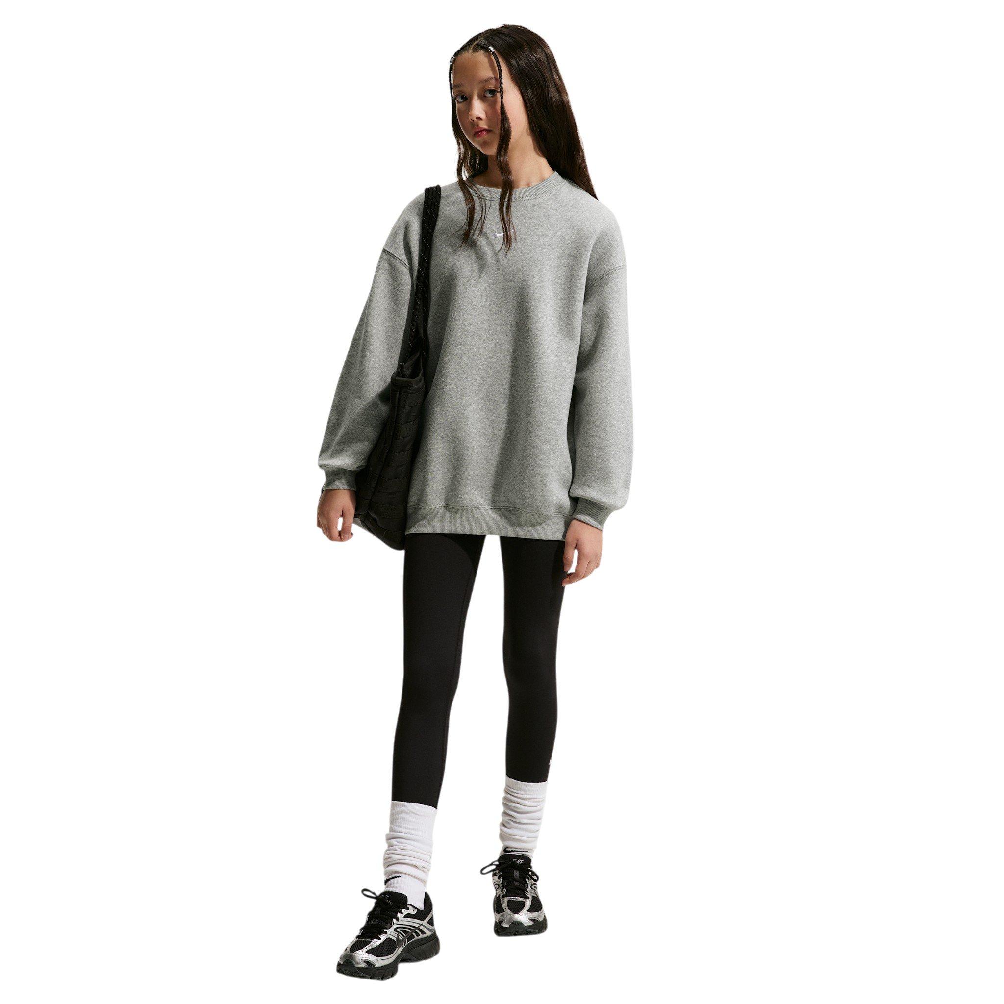 Nike Big Girls' Sportswear Studio Oversized Crewneck Sweatshirt - Grey - GREY